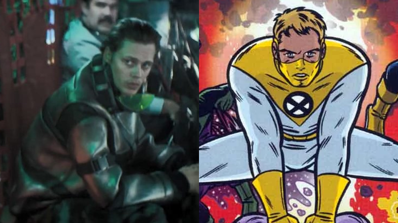 Bill Skarsgård making a very brief and blurry appearance in one of Deadpool 2's trailers as Zeitgeist, alongside the short-lived comics version on the cover of his sole appearance, X-Force #116.
